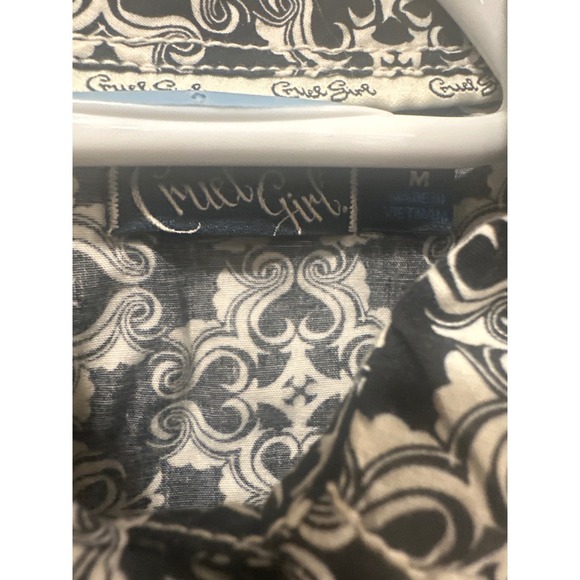 Cruel Girl Western Shirt Medium Black White Print Long Sleeve pearl snap horse - Picture 3 of 7